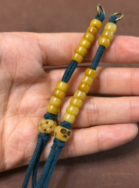 西藏式文玩计数侧挂件牦牛骨珠老珠子吊坠藏传配饰流苏老绳结手工
