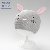 婴儿帽子春秋冬季 儿童针织保暖单层女童宝宝可爱纯棉护耳套头帽薄