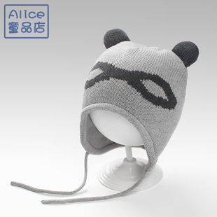 秋冬季 3岁2男童套头婴儿护耳帽宝宝毛线保暖帽 儿童加绒针织帽子1