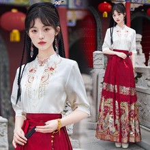 古装春秋季中国风古筝演出服马面裙套装成人礼礼服初中生少女汉服