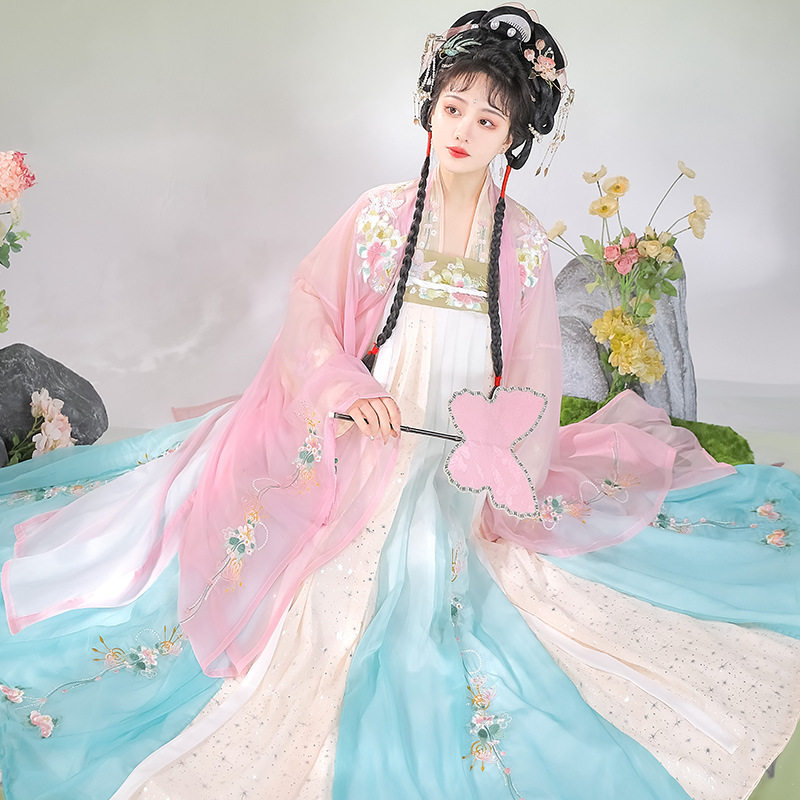 古装唐代唐制唐朝中国风古筝演出服初中学生春夏款春秋季少女汉服