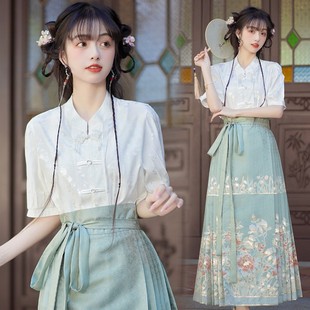 古装新中式中国风古筝演出服成人礼礼服马面裙套装初中生女孩汉服