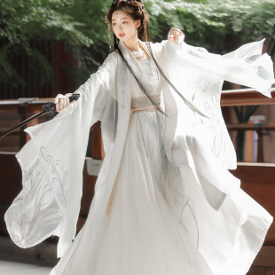 宋制白色古风古装古筝演出服中国风成人礼礼服18岁初中生女孩汉服