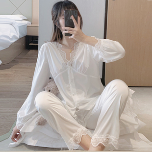 很仙的睡衣女法式性感冰丝春夏薄款气质丝绸套装优雅宫廷风家居服