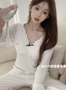 辣妹BM风显瘦纯欲风睡衣女春秋长袖薄款莫代尔棉甜美韩版家居服