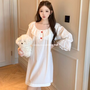 法式复古可爱少女心睡衣公主风花边减龄夏季新款睡裙宫廷风家居服