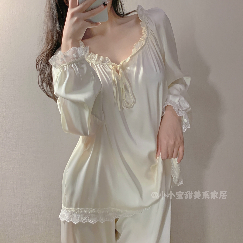 一字领洛丽塔复古甜美女家居服