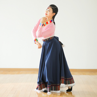 藏族剧目练功跳舞蹈演出服装成人上衣女藏氏族少数民族大摆裙新款