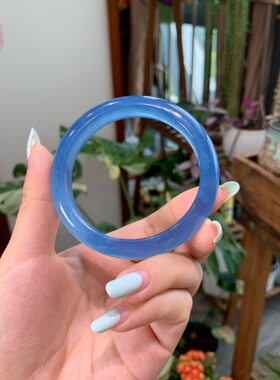 天然海蓝宝手镯水晶手镯冰川蓝女款气质优雅送礼物一物一图一证