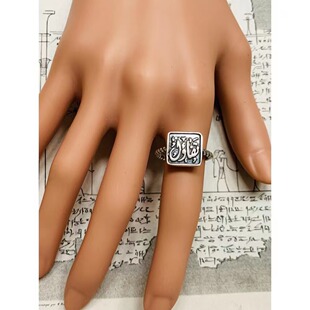 现货 埃及艺术文 阿拉伯复古银戒 天生乐天派 中东个性银戒