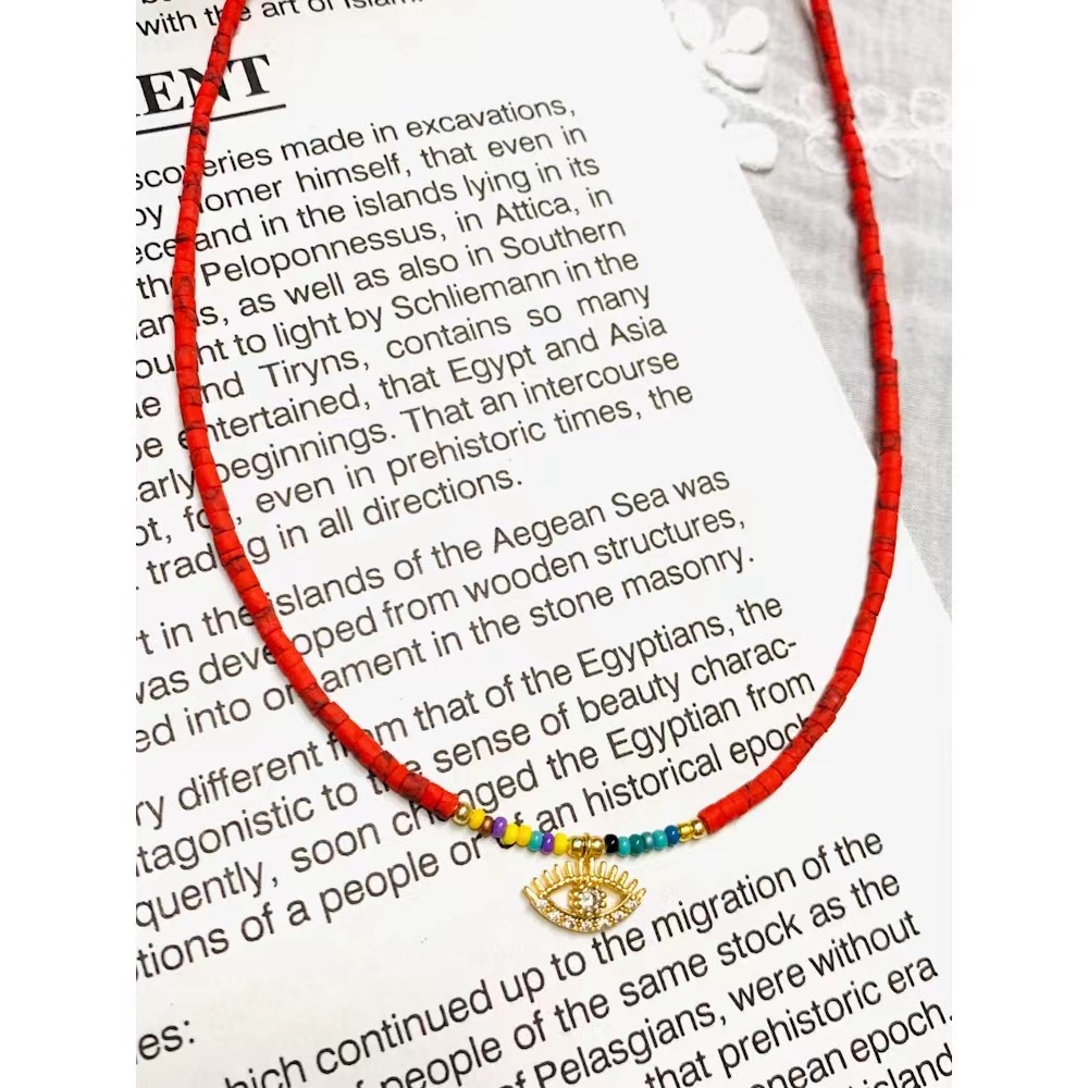 土耳其产串珠蓝眼睛y2k项链