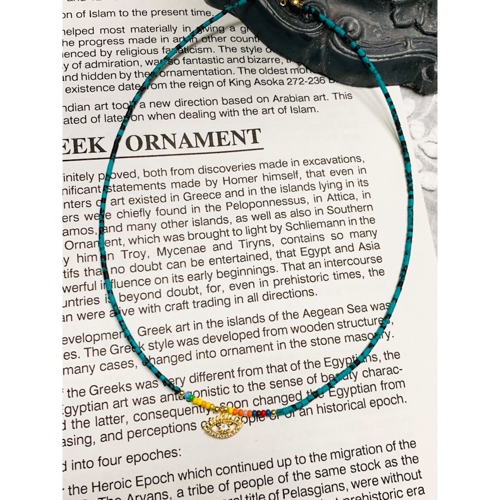 土耳其产串珠蓝眼睛y2k项链