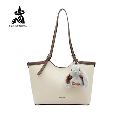 稻草人女包2025冬季新款卡通兔子挂件大容量托特包时尚百搭腋下包