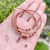 许愿 项链定制闺蜜女 超闪金沙石14K包金手链2mm切面极细手串手链