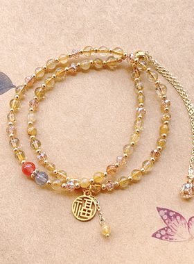 女发晶南红月光石时尚双圈手链