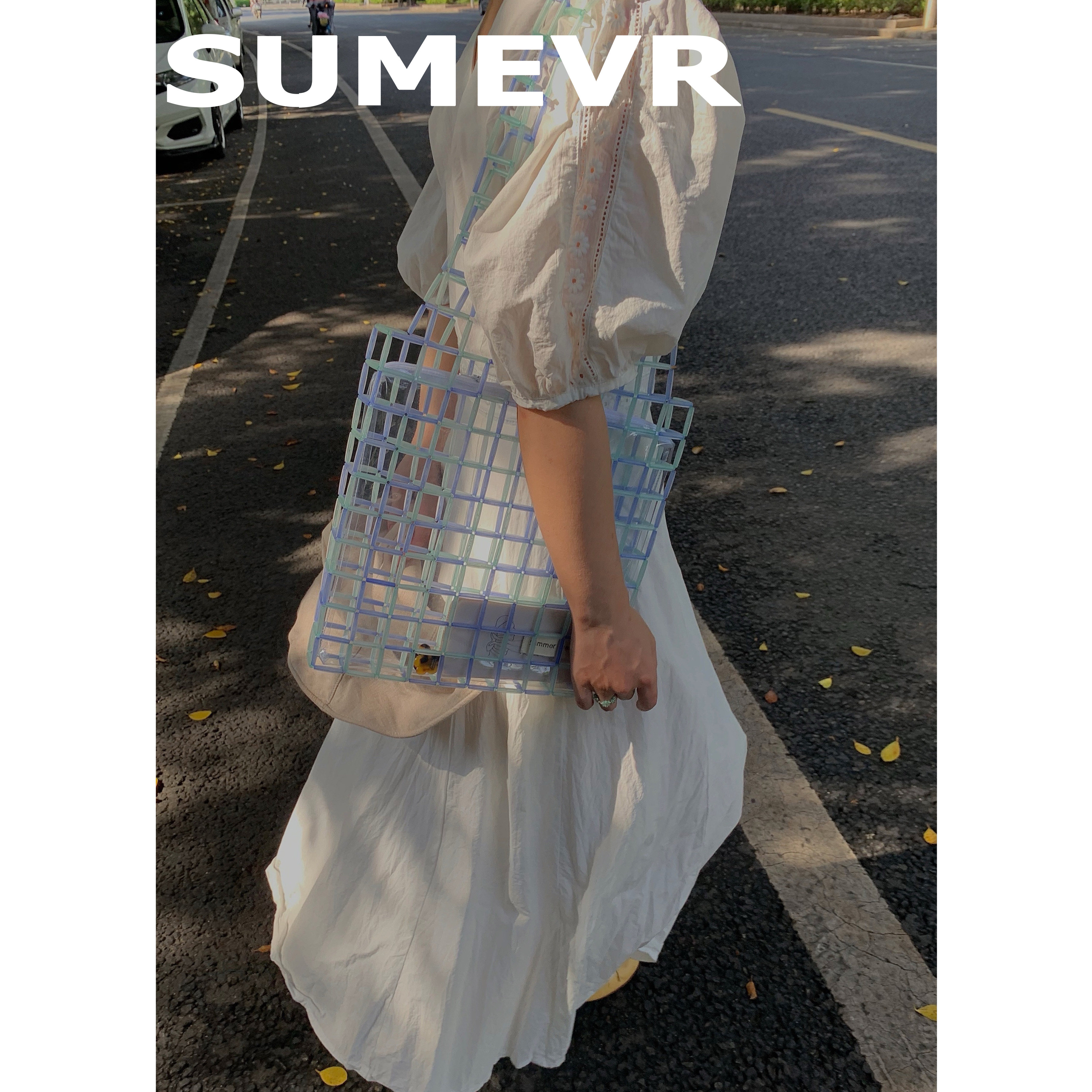 SummerEver 原创 手工串珠编织透明果冻包 大容量夏日单肩腋下包