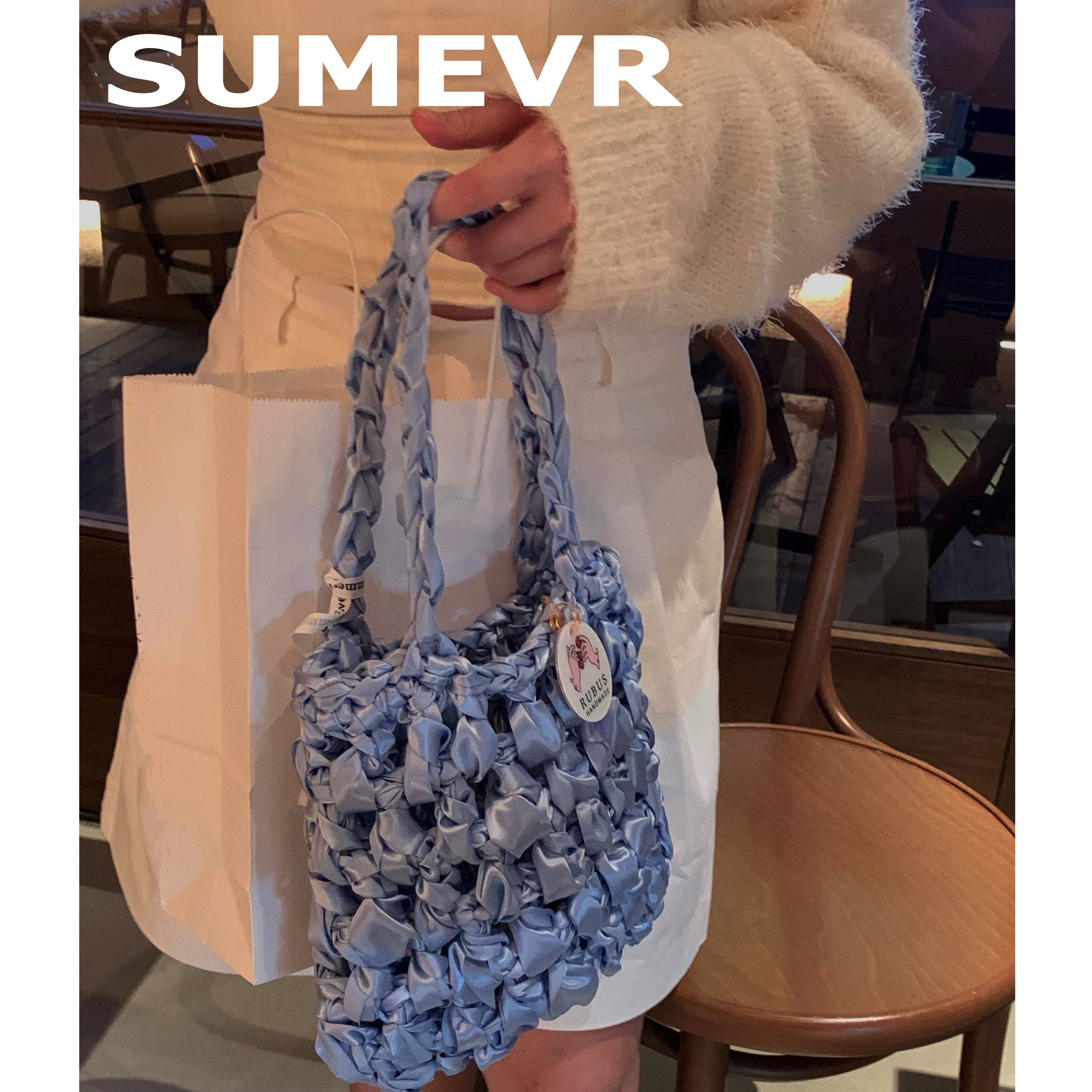 summer ever 原创 小众春夏款丝绸缎带包 纯手工编织手提袋