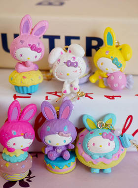 MISS朴| 6个一套HelloKitty彩色多巴胺小兔子可爱童趣925耳环耳夹