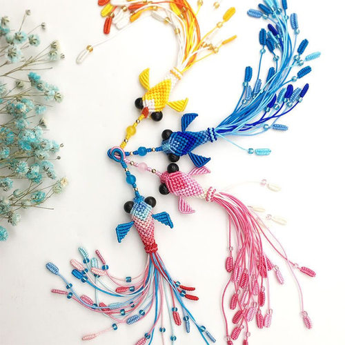 中国结锦鲤编绳diy材料 手机包包钥匙扣挂件饰品小金鱼手工