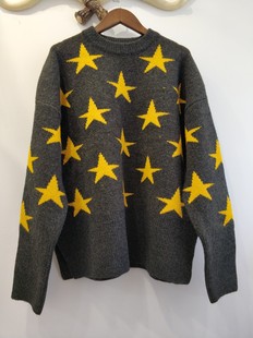 双鱼家 春秋冬款厚实宽松两侧开叉长袖圆领套头羊毛衫毛衣 上衣女