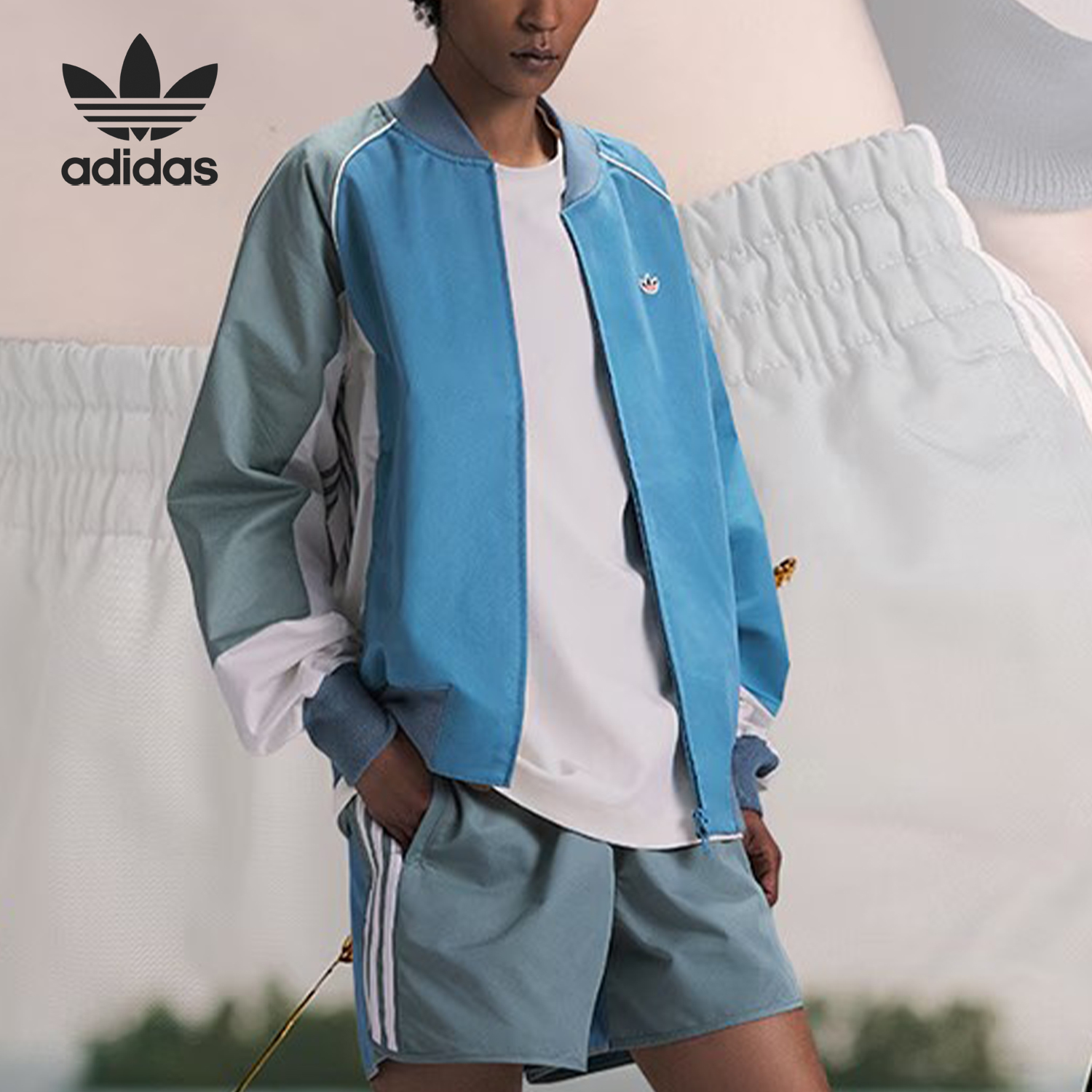 阿迪达斯男女同款拉链夹克外套