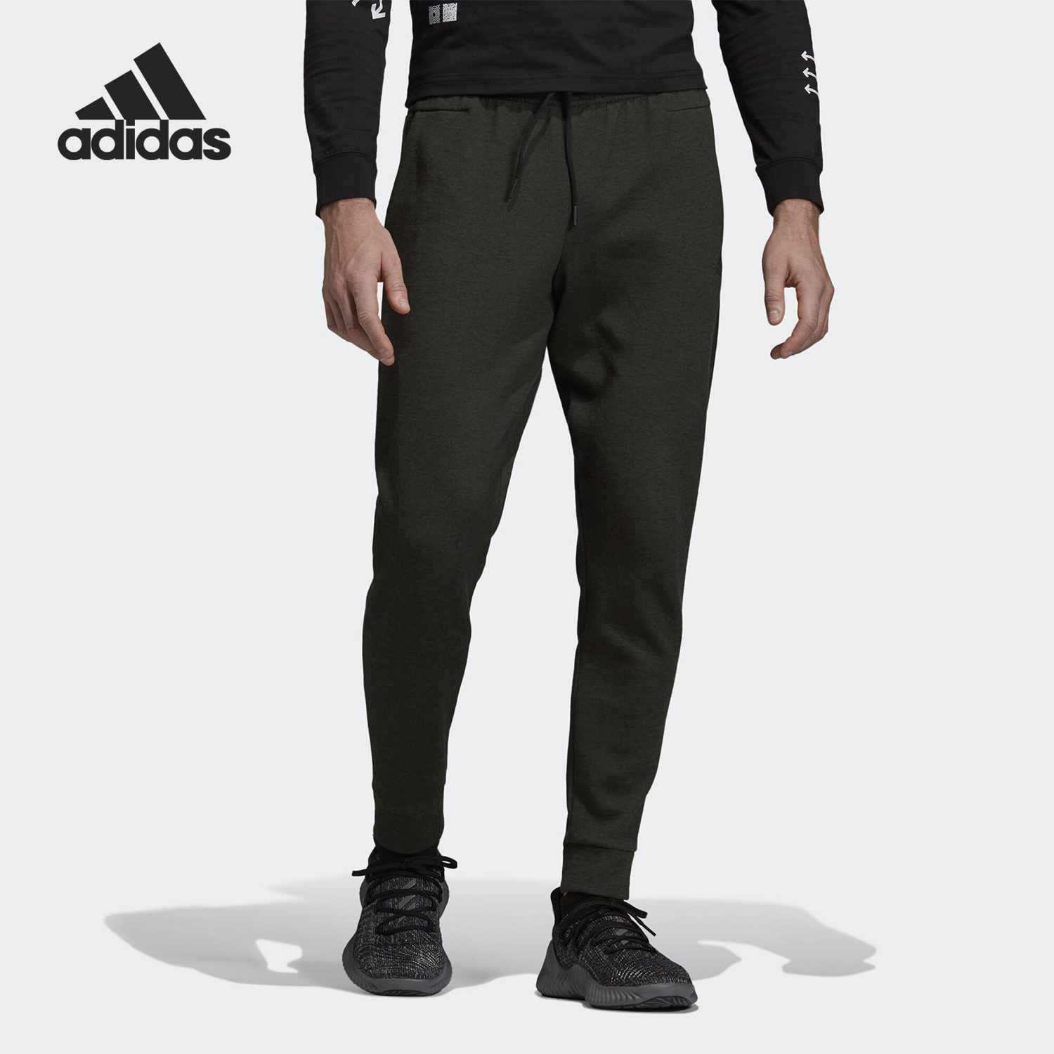 阿迪达斯男士简约束脚透气长裤