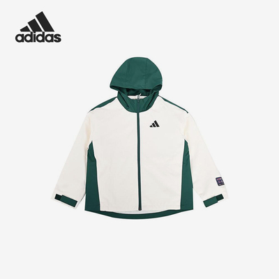 阿迪达斯小童连帽拼接梭织外套