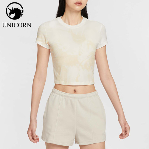Nike/耐克正品2025秋季款女士套头休闲透气紧身短袖HV5001-133