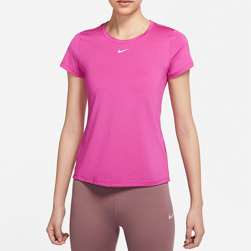 Nike/耐克正品DRI-FIT ONE女子时尚运动玫红色短袖T恤DD0627-630