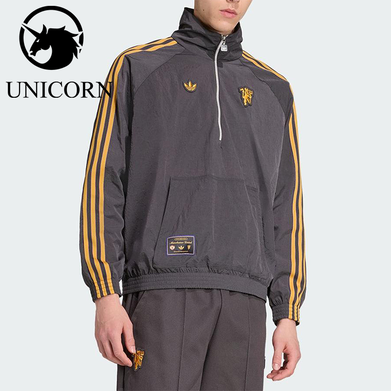 Adidas/阿迪达斯正品三叶草男士宽松梭织足球运动套头衫JN2825