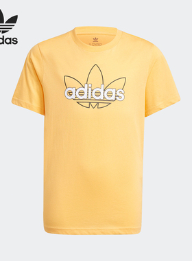 Adidas/阿迪达斯正品三叶草大童舒适圆领透气印花运动短袖GN2300