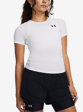 UA/安德玛正品2025新款女士紧身时尚训练经典短袖T恤1387562-100