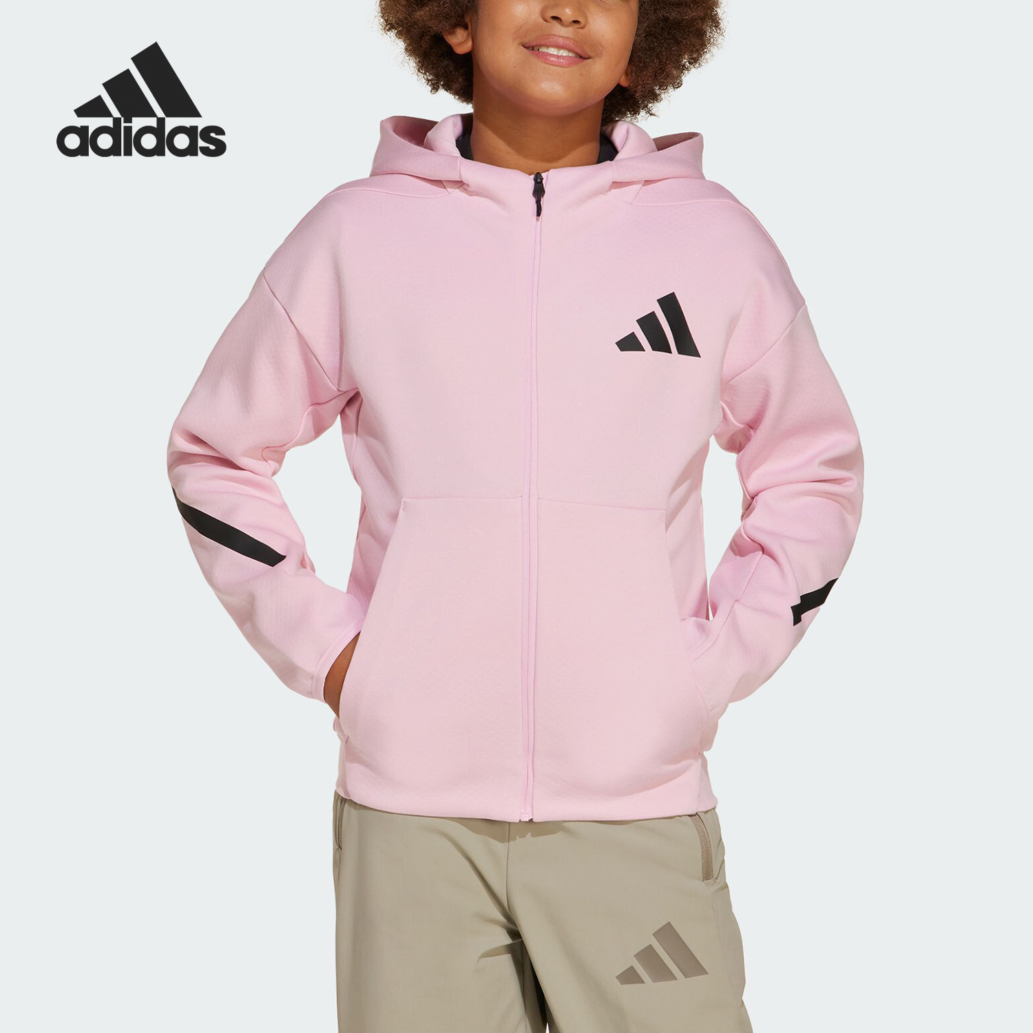 阿迪达斯大童连帽夹克外套