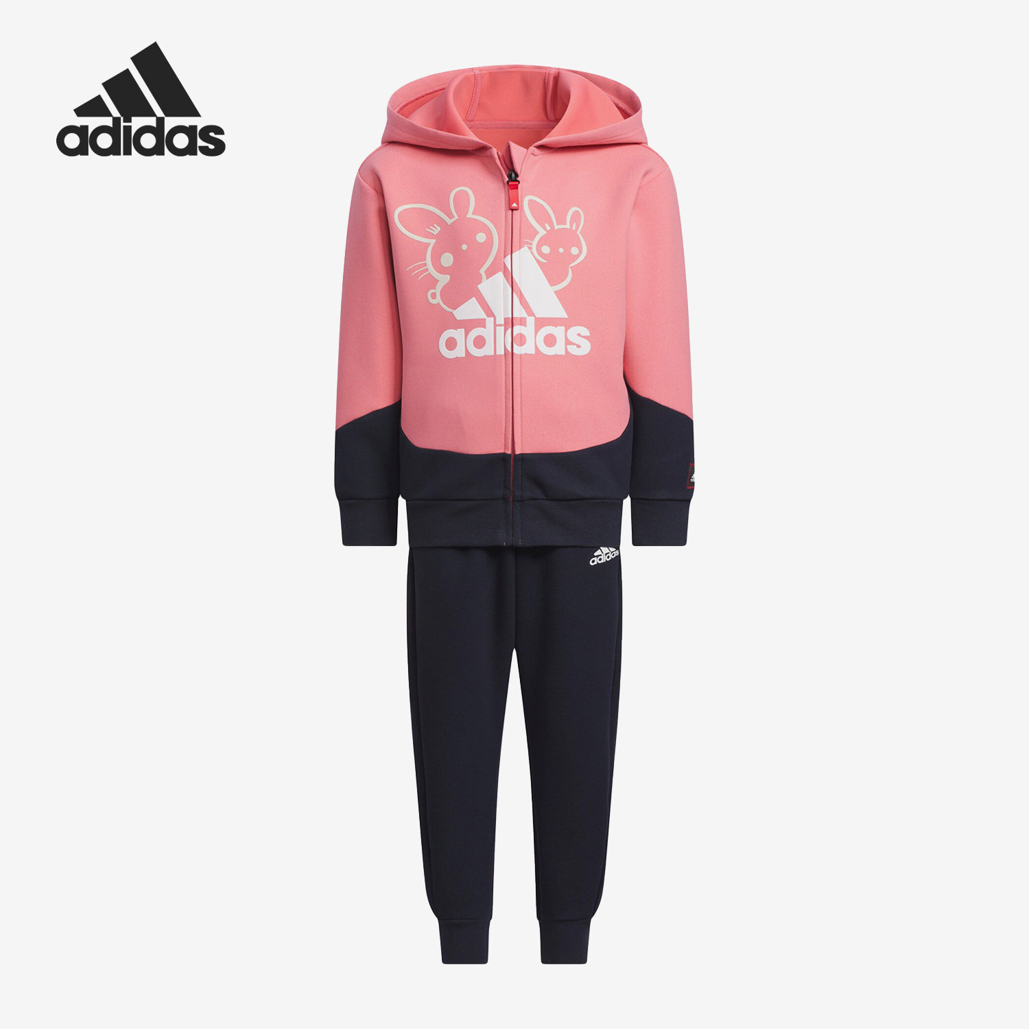 Adidas/阿迪达斯正品兔年新年款运动小童连帽长袖套装IP7006