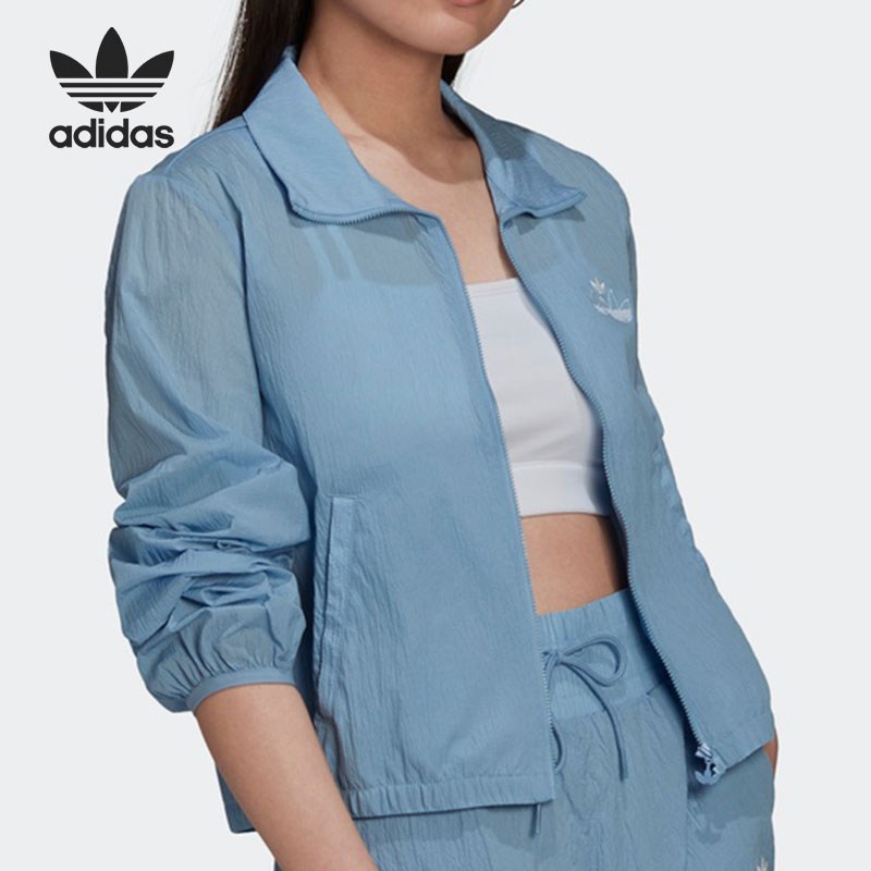 阿迪达斯正品三叶草当季新款女子泡泡袖运动夹克外套 H17932