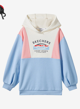 Skechers/斯凯奇正品秋季儿童运动休闲宽松连帽卫衣 P322G026