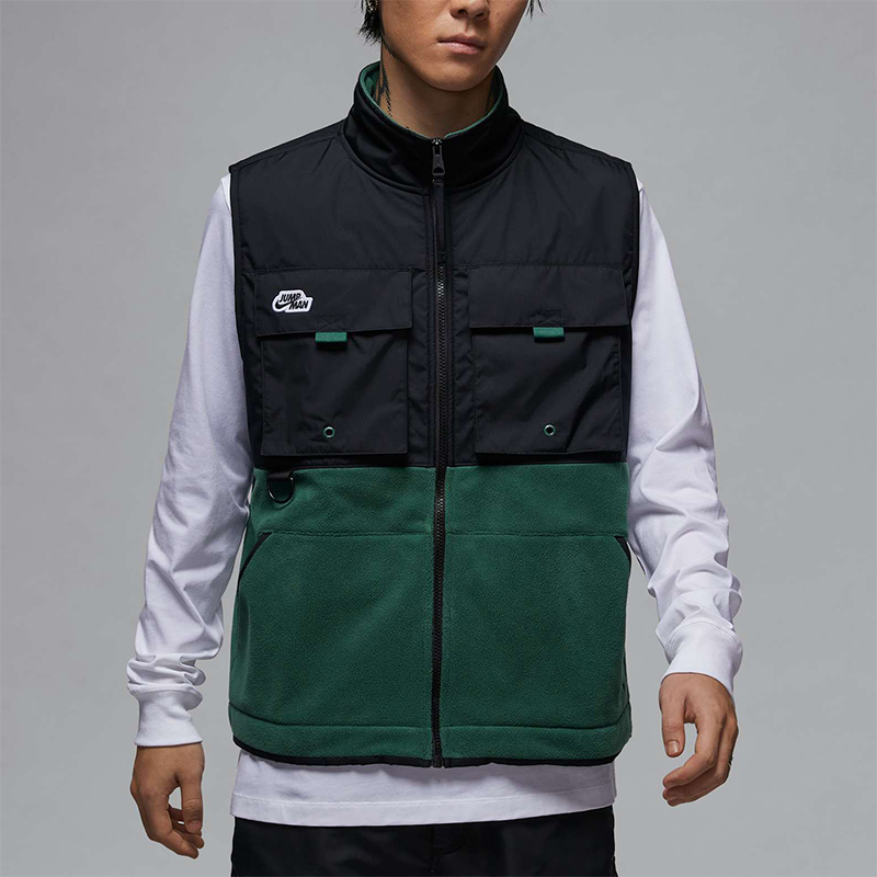 Nike/耐克正品JORDAN男士拼接摇粒绒口袋立领马甲DC9662-333