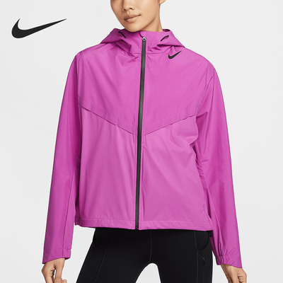 耐克女士连帽拒水短款跑步外套
