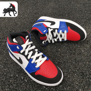 Nike/耐克正品AIR JORDAN 1 MID GS AJ1大童运动篮球鞋554725-124