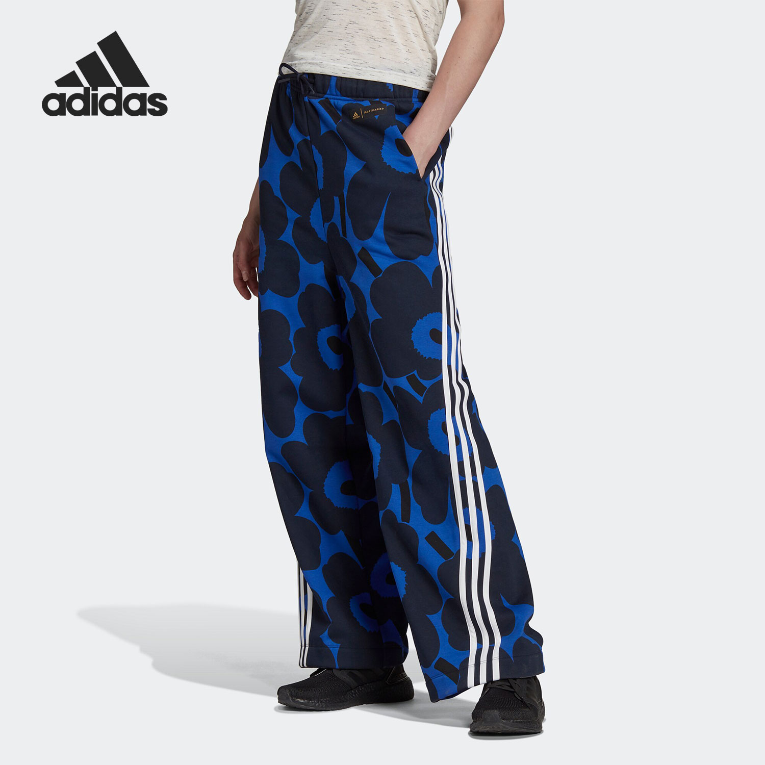 阿迪达斯女子印花阔腿长裤