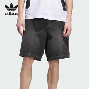 透气休闲牛仔运动短裤 Adidas 经典 三叶草男士 JX5468 阿迪达斯正品