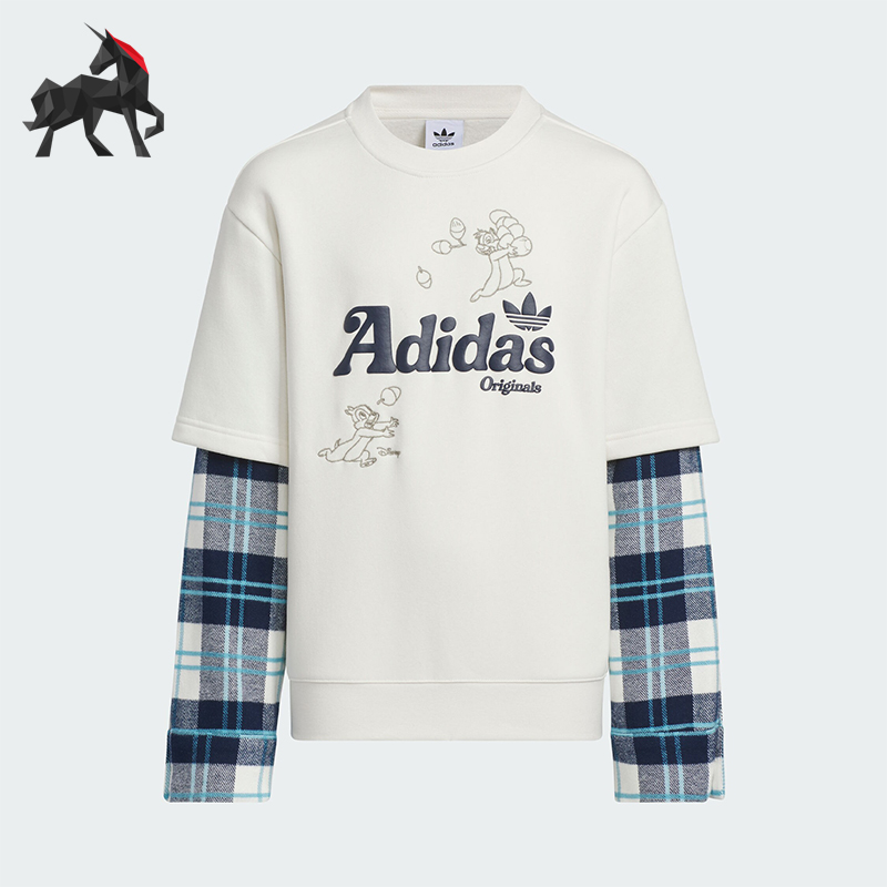 阿迪达斯大童运动拼接时尚卫衣