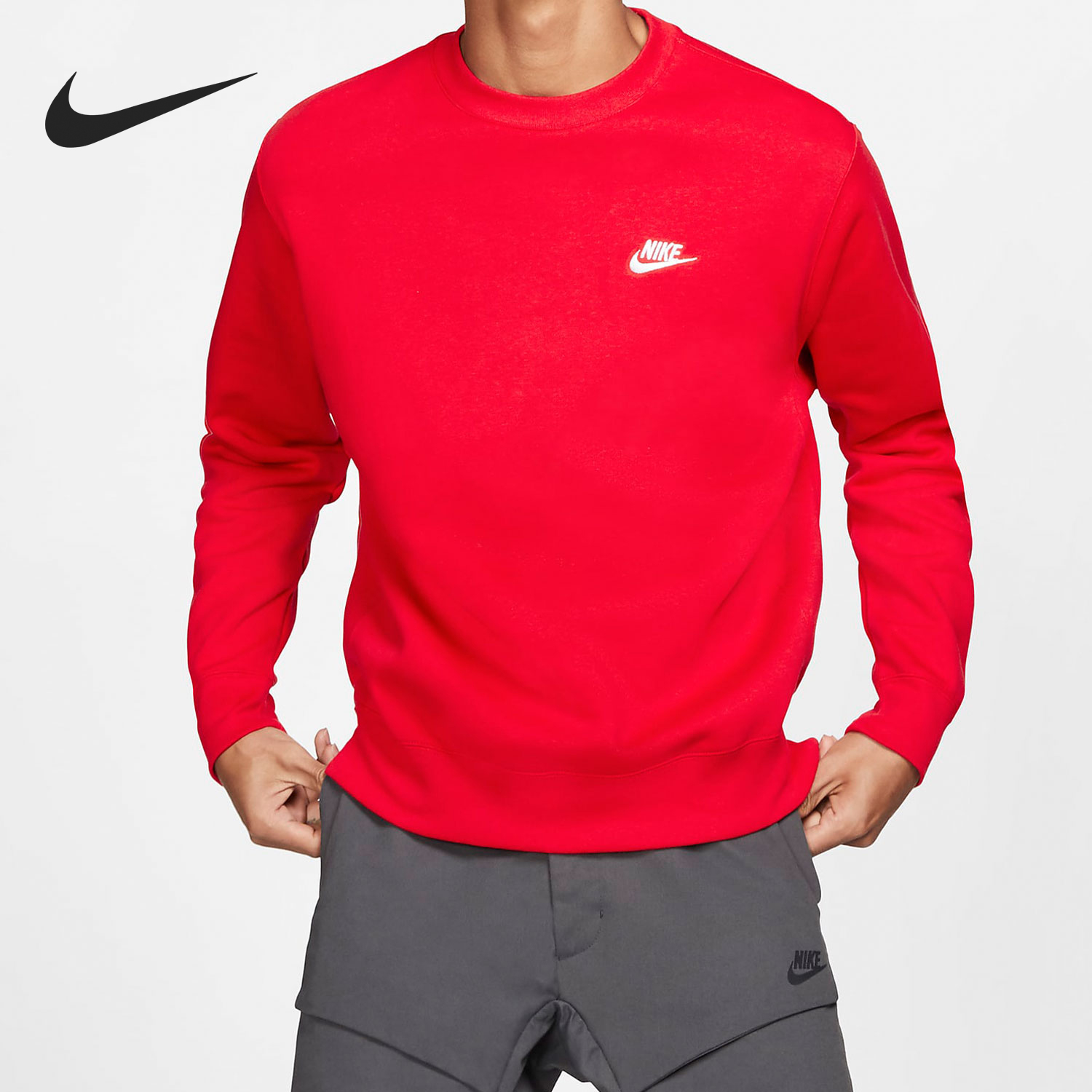 耐克男士加绒针织圆领卫衣