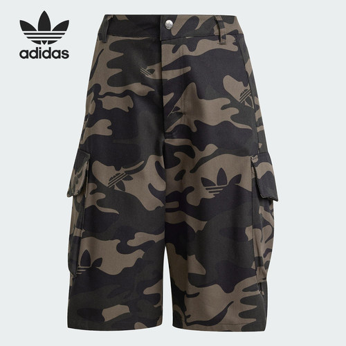 Adidas/阿迪达斯正品三叶草女士迷彩工装经典运动五分裤JI5743
