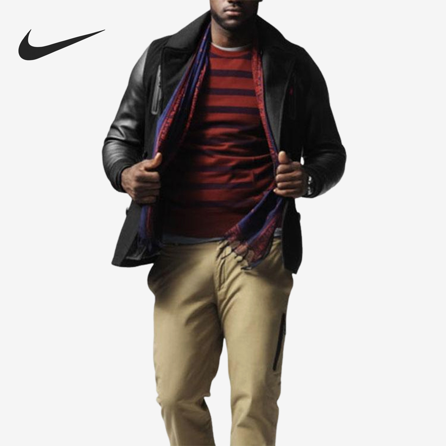 Nike/耐克正品春秋男士拼接翻领双排纽扣经典夹克外套507703-010