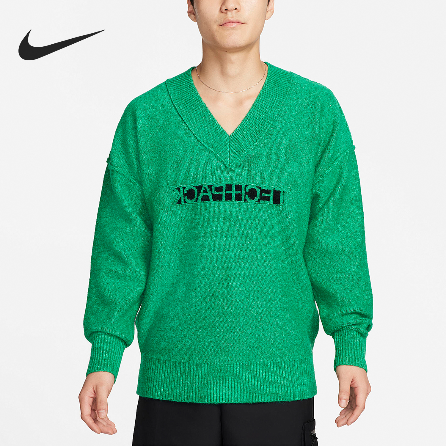 耐克男士保暖休闲V领针织毛衣