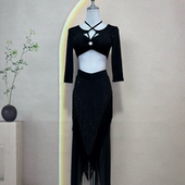 蝶迷舞肚皮舞服装 流苏动感显瘦半身裙鼓舞练习服初学者团服 个性