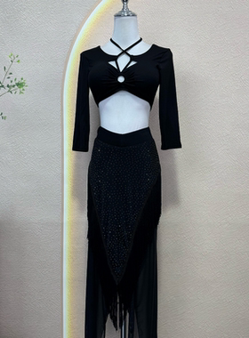 蝶迷舞肚皮舞服装个性流苏动感显瘦半身裙鼓舞练习服初学者团服