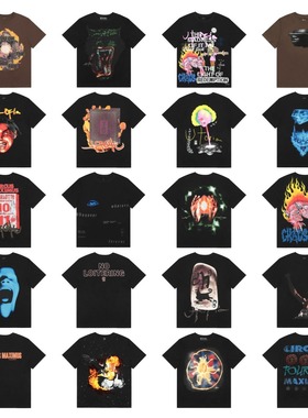 Travis Scott Cactus Jack美潮人脸玫瑰石碑图案印花合集短袖T恤