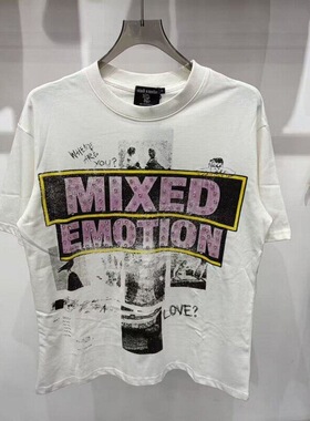 MIXED EMOTION美式街头字母印花烫钻潮流宽松男女圆领短袖T恤夏季